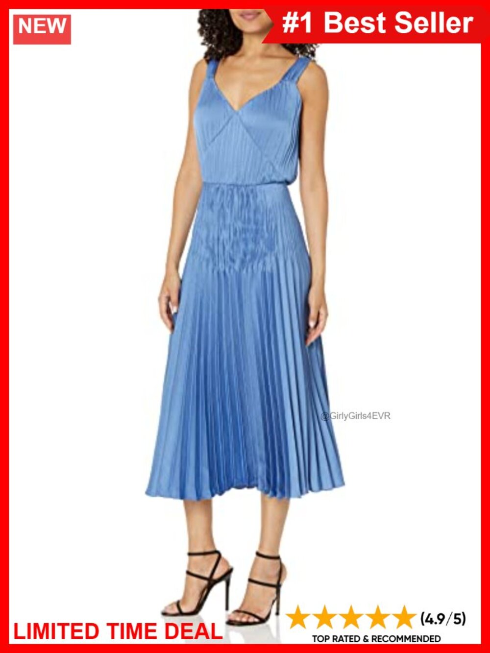 V-Neck Pleated Slip Dress 100% Polyester A-Line Sleeveless Casual